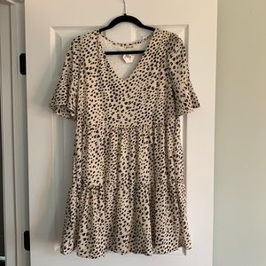 PinkBlush Beige Animal Print Ruffle Sleeve Dress - NWT